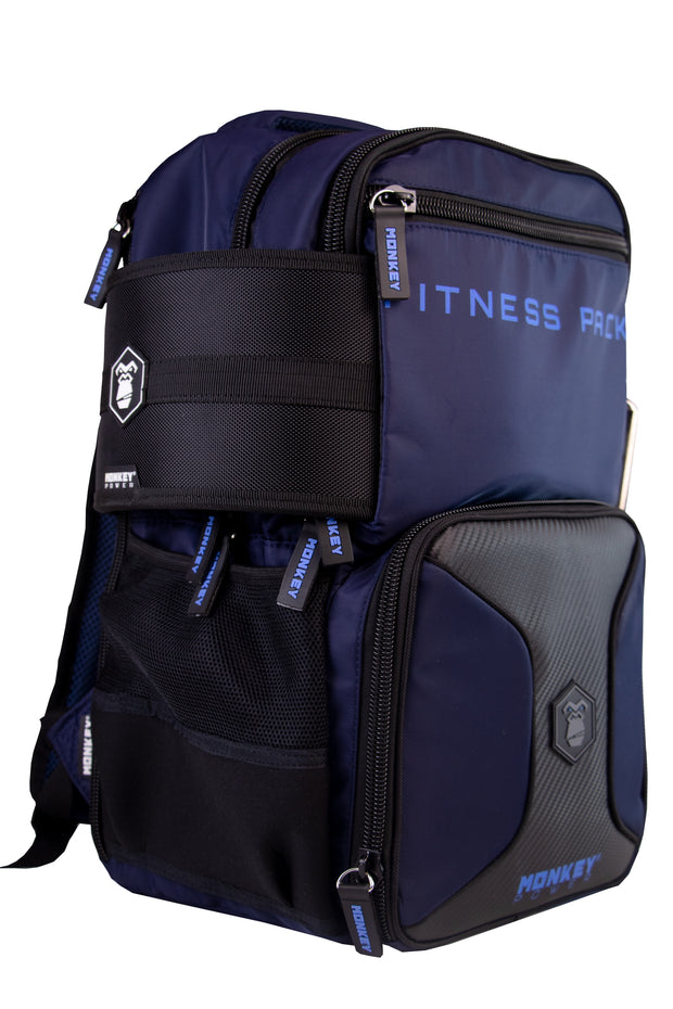 mochila militar azul añil con porta botellas laterales fitness y gym